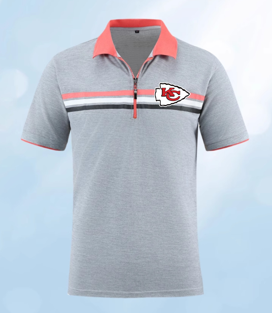 Kansas City Chiefs grey Men 2025 NFL polo T shirt